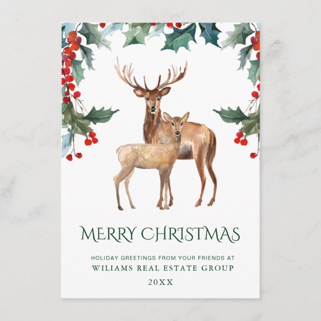 Elegant Mistletoe Dee Christmas Corporate Greeting Holiday Card (Front)