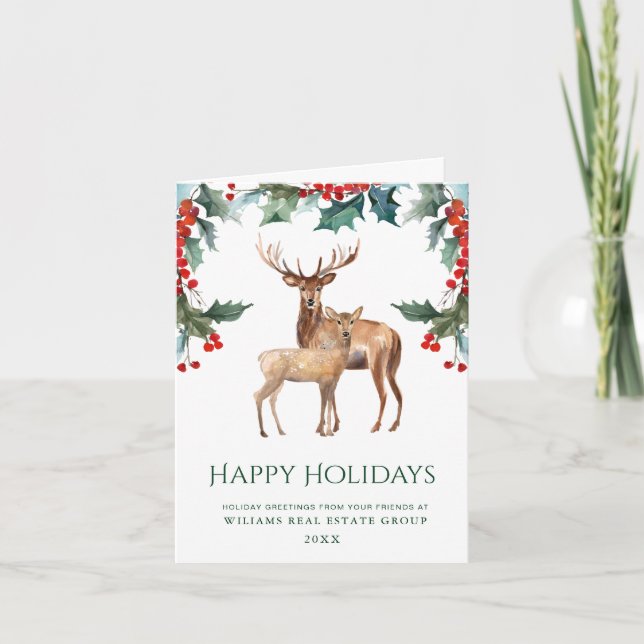 Elegant Mistletoe Dee Christmas Corporate Greeting Holiday Card (Front)