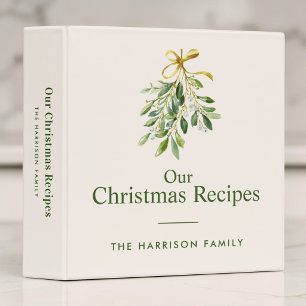 Elegant Mistletoe Family Christmas Recipe 3 Ring Binder
