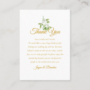 Elegant Mistletoe Greenery Wedding Thank You Place Card