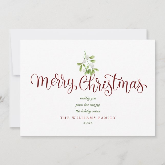Elegant Mistletoe Script Merry Christmas Photo Holiday Card (Front)