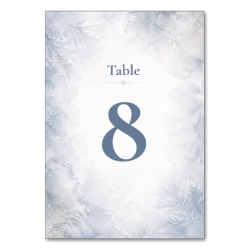 Elegant Misty Blue Winter Frosty Timeless Frosty Table Number