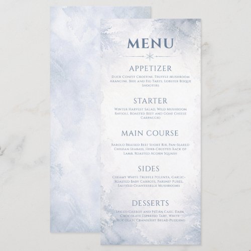 Elegant Misty Blue Winter Frosty Timeless Menu