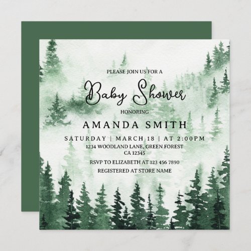 Elegant Misty Forest Baby Shower  Invitation