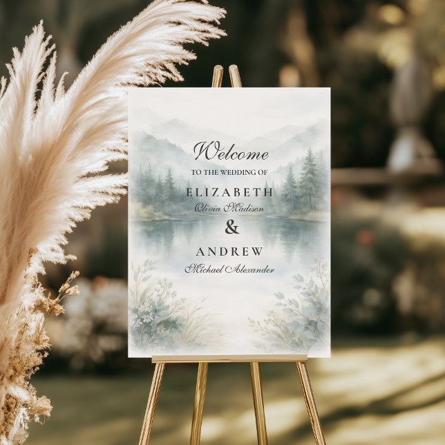 Elegant Misty Forest Mountain Wedding Foam Board (Creator Uploaded)