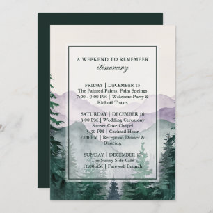 Elegant Misty Mountain Forest Itinerary Card