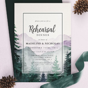 Elegant Misty Mountain Forest Rehearsal Dinner Invitation