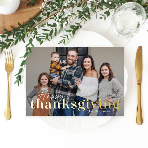 Elegant Mix Foil Thanksgiving Photo Card