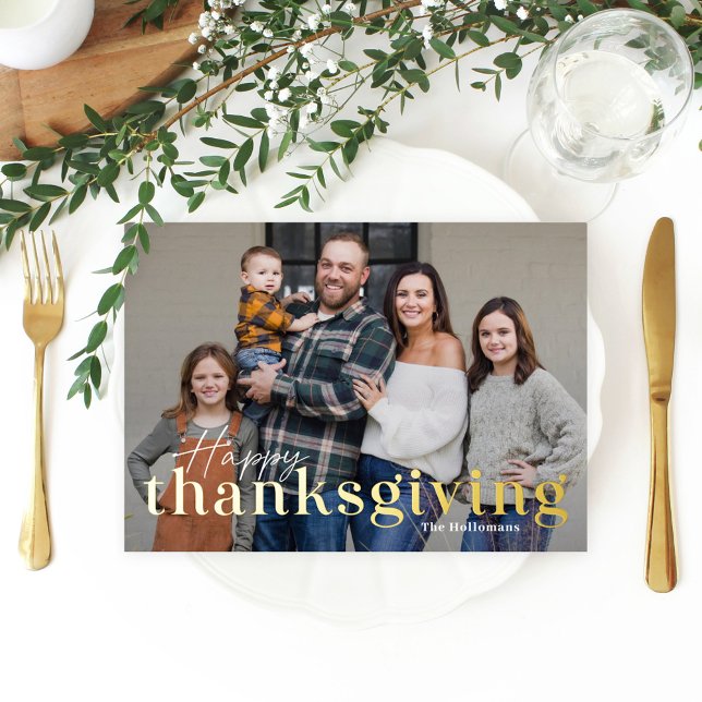 Elegant Mix Foil Thanksgiving Photo Card (Creator Uploaded)