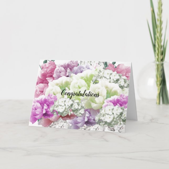 Elegant Mixed Bouquet Floral Congratulation Card (Front)