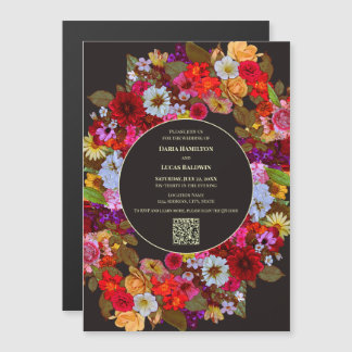 Elegant Mixed Flower Arrangement - QR Code Wedding Magnetic Invitation