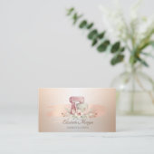 Elegant Mixer Flower Rose Gold Brush Stroke Bakery Business Card (Standing Front)
