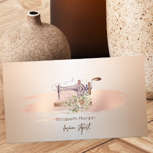 Elegant Mixer Flower Rose Gold Brush Stroke Business Card