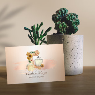 Elegant Mixer Sunflowers Rose Gold Brush Stroke  Business Card