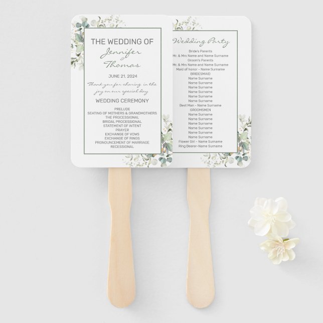  Elegant, Mnimalism, Green Leaves Fan Program  (Front and Back)