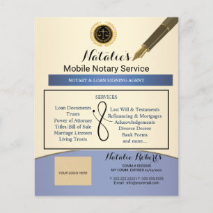 Elegant Mobile Notary Service Purple & Gold Photo Flyer