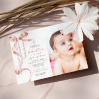 Elegant Mocha Bow & Rosary Photo Dedication