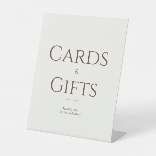 Elegant Mocha Cards & Gifts Minimalist Wedding  Pedestal Sign
