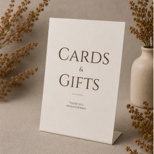 Elegant Mocha Cards & Gifts Minimalist Wedding Pedestal Sign