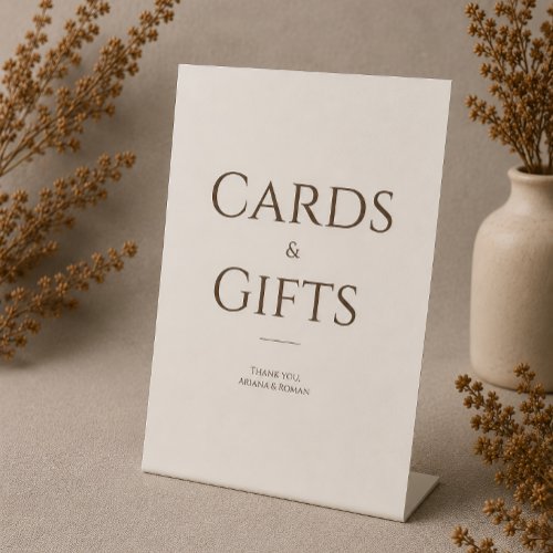 Elegant Mocha Cards & Gifts Minimalist Wedding Pedestal Sign
