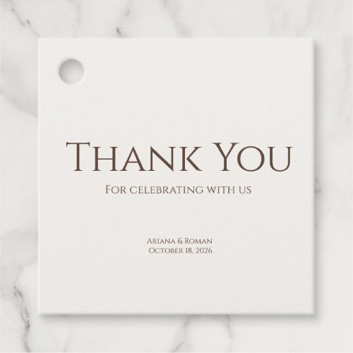 Elegant Mocha Timeless Minimalist Modern Thank You Favor Tags