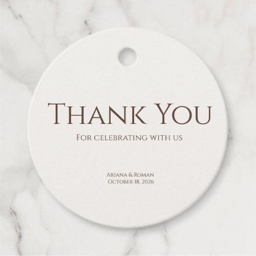 Elegant Mocha Timeless Minimalist Modern Thank You Favor Tags