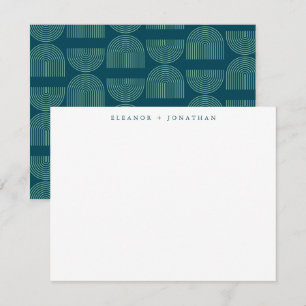 Elegant Mod Arch Lines Teal Blue Personalized Name Note Card