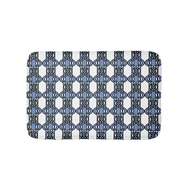 Elegant Mod Blue Abstract Scarab Pattern Bathroom Mat (Front)