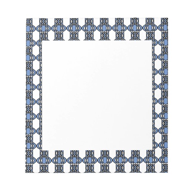 Elegant Mod Blue Abstract Scarab Pattern Notepad (Front)