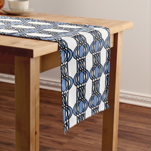 Elegant Mod Blue Abstract Scarab Pattern Short Table Runner