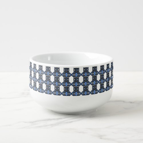 Elegant Mod Blue Abstract Scarab Pattern Soup Mug