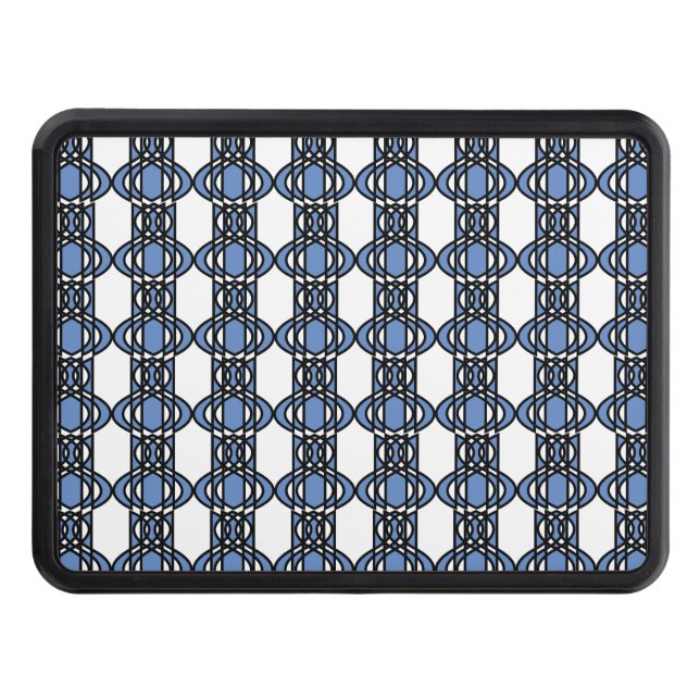 Elegant Mod Blue Abstract Scarab Pattern Trailer Hitch Cover (Front)