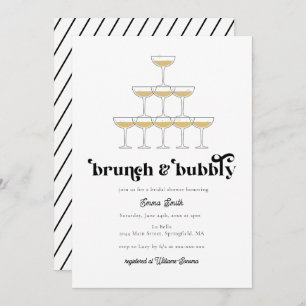 Elegant Mod Champagne Retro Bridal Shower Invitat Invitation