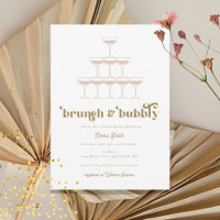 Elegant Mod Champagne Retro Bridal Shower  Invitation