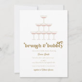Elegant Mod Champagne Retro Bridal Shower  Invitation (Front)