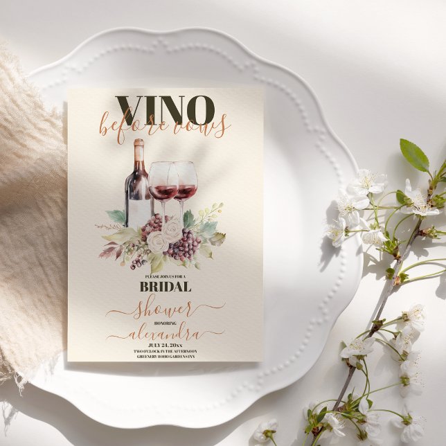 Elegant Moden Vino Before Vows Bridal Shower Invitation (Creator Uploaded)