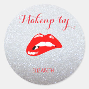 Elegant Moder Girly,Glittery,Red Lips Classic Round Sticker