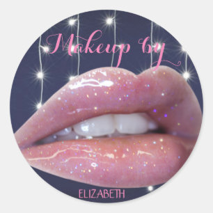 Elegant Moder Girly,Makeup artist,Lips Classic Round Sticker