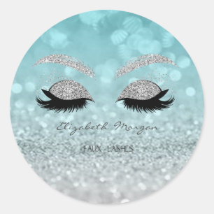 Elegant Moder Glittery Bokeh,Glitter Faux Lashes Classic Round Sticker