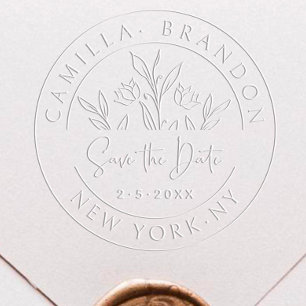 Elegant Moder Hand-written Botanical Save the Date Embosser
