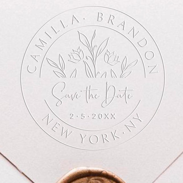 Elegant Moder Hand-written Botanical Save the Date Embosser (Creator Uploaded)