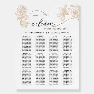 Elegant Modern 12 Table Wedding Seating Chart Foam Board