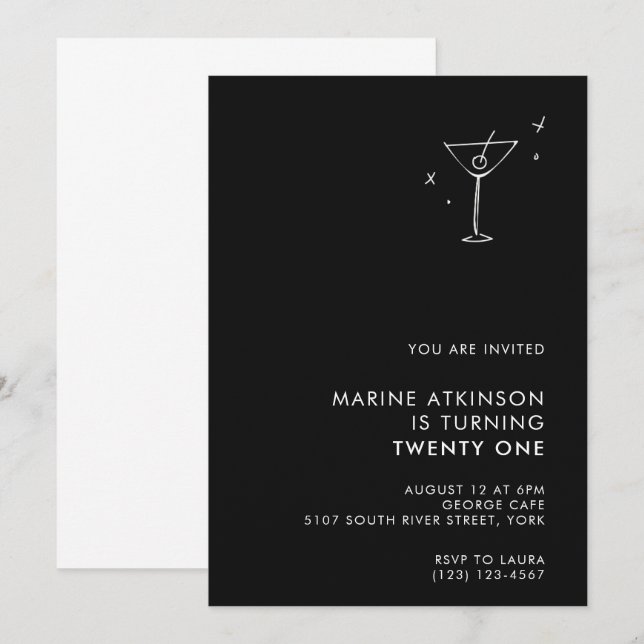 Elegant modern 21st birthday party invitation  (Front/Back)