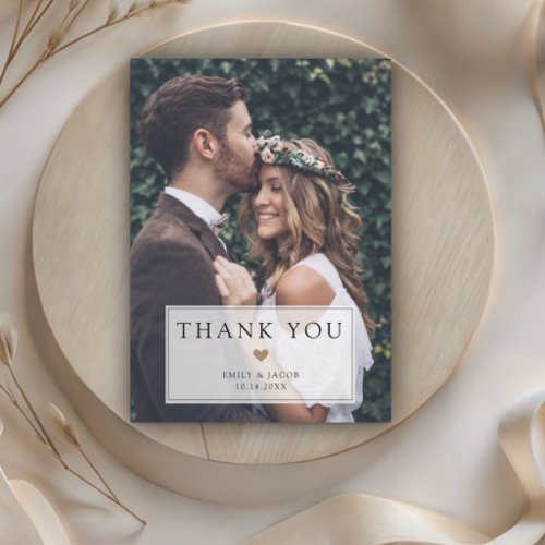 Elegant Modern 2 Photo Thank You Wedding Card