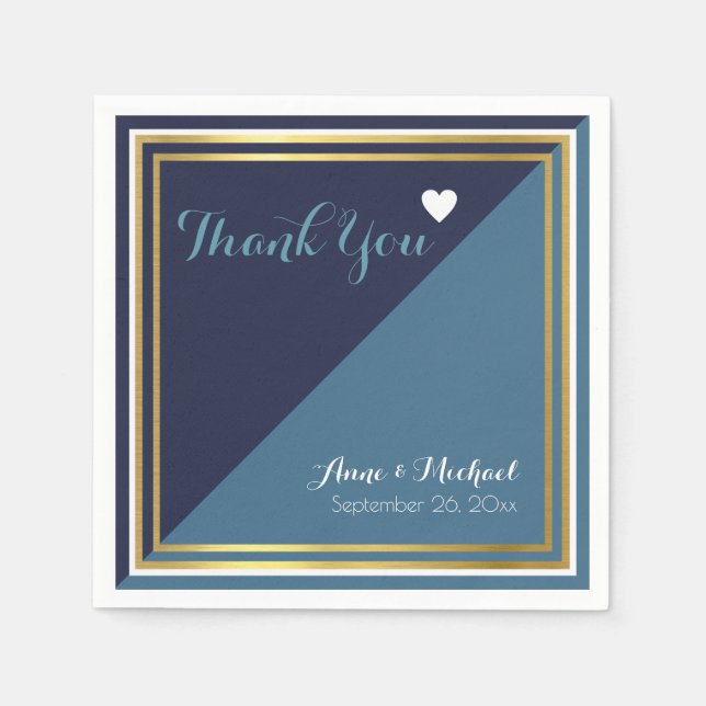 elegant & modern 2 tone blue wedding napkins (Front)