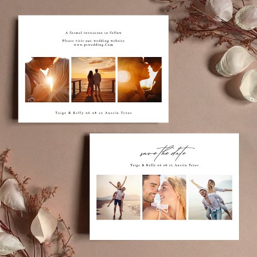 elegant modern 3  6 photo collage wedding save the date