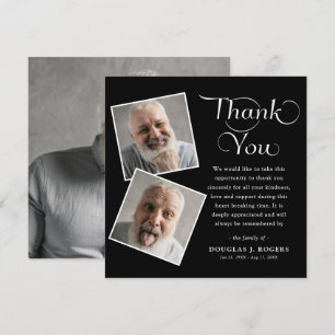 Elegant Modern 3 Photo Memorial Funeral  Thank You Card