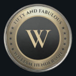 Elegant Modern 50 Birthday Monogram Black Gold  Golf Ball Marker<br><div class="desc">Elegant Modern Monogram Black Gold 40 50 60 Birthday Initial Fifty and Fabulous</div>