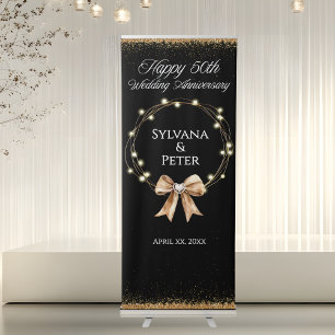 Elegant Modern 50th Anniversary Party Gold Black Retractable Banner