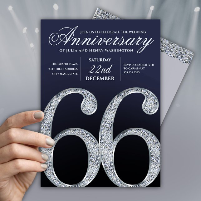 Elegant Modern 66th Wedding Anniversary  Invitation (Creator Uploaded)